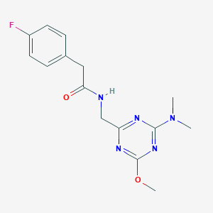 molecular formula C15H18FN5O2 B2525121 N-((4-(dimethylamino)-6-methoxy-1,3,5-triazin-2-yl)methyl)-2-(4-fluorophenyl)acetamide CAS No. 2034540-20-8