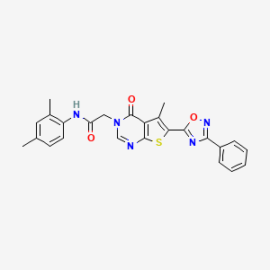 molecular formula C25H21N5O3S B2525134 N-(2,4-dimethylphenyl)-2-[5-methyl-4-oxo-6-(3-phenyl-1,2,4-oxadiazol-5-yl)-3H,4H-thieno[2,3-d]pyrimidin-3-yl]acetamide CAS No. 1243007-39-7