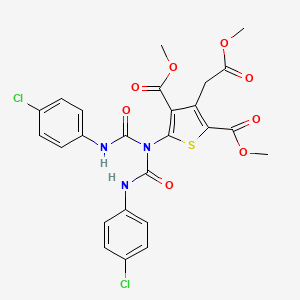 molecular formula C25H21Cl2N3O8S B2525136 Dimethyl 5-{bis[(4-chloroanilino)carbonyl]amino}-3-(2-methoxy-2-oxoethyl)-2,4-thiophenedicarboxylate CAS No. 339020-01-8