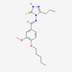 molecular formula C18H26N4O2S B2525137 4-[(E)-{[3-methoxy-4-(pentyloxy)phenyl]methylidene}amino]-5-propyl-4H-1,2,4-triazole-3-thiol CAS No. 691385-13-4