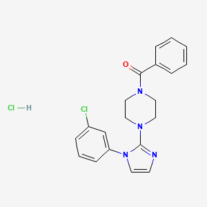 molecular formula C20H20Cl2N4O B2525176 (4-(1-(3-chlorophenyl)-1H-imidazol-2-yl)piperazin-1-yl)(phenyl)methanone hydrochloride CAS No. 1189710-75-5