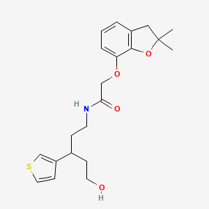 molecular formula C21H27NO4S B2525213 2-((2,2-dimethyl-2,3-dihydrobenzofuran-7-yl)oxy)-N-(5-hydroxy-3-(thiophen-3-yl)pentyl)acetamide CAS No. 2034482-09-0