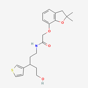 2-((2,2-dimethyl-2,3-dihydrobenzofuran-7-yl)oxy)-N-(5-hydroxy-3-(thiophen-3-yl)pentyl)acetamide