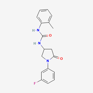 molecular formula C18H18FN3O2 B2525214 1-(1-(3-Fluorophenyl)-5-oxopyrrolidin-3-yl)-3-(o-tolyl)urea CAS No. 894028-59-2