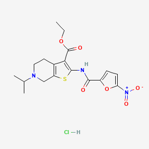 molecular formula C18H22ClN3O6S B2525219 Ethyl 6-isopropyl-2-(5-nitrofuran-2-carboxamido)-4,5,6,7-tetrahydrothieno[2,3-c]pyridine-3-carboxylate hydrochloride CAS No. 1216378-48-1