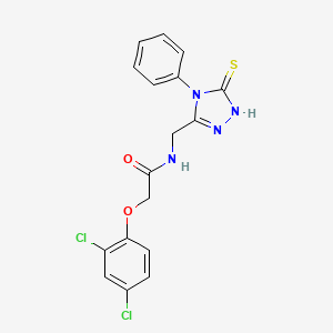 molecular formula C17H14Cl2N4O2S B2525220 2-(2,4-dichlorophenoxy)-N-[(4-phenyl-5-sulfanylidene-4,5-dihydro-1H-1,2,4-triazol-3-yl)methyl]acetamide CAS No. 391888-12-3