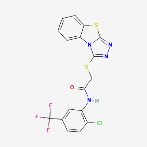 N-[2-chloro-5-(trifluoromethyl)phenyl]-2-{7-thia-2,4,5-triazatricyclo[6.4.0.0^{2,6}]dodeca-1(8),3,5,9,11-pentaen-3-ylsulfanyl}acetamide