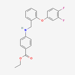 molecular formula C22H19F2NO3 B2525229 Ethyl 4-{[2-(3,4-difluorophenoxy)benzyl]amino}benzenecarboxylate CAS No. 477887-08-4