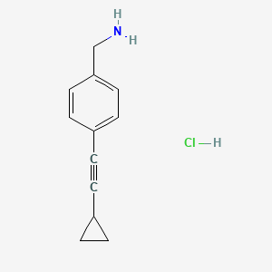 [4-(2-Cyclopropylethynyl)phenyl]methanamine;hydrochloride