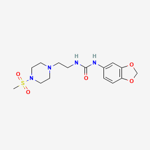 molecular formula C15H22N4O5S B2525240 1-(Benzo[d][1,3]dioxol-5-yl)-3-(2-(4-(methylsulfonyl)piperazin-1-yl)ethyl)urea CAS No. 1207043-45-5