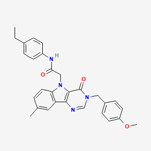molecular formula C29H28N4O3 B2525245 N-(4-ethylphenyl)-2-{3-[(4-methoxyphenyl)methyl]-8-methyl-4-oxo-3H,4H,5H-pyrimido[5,4-b]indol-5-yl}acetamide CAS No. 1189941-29-4