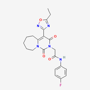 2-[4-(5-ethyl-1,2,4-oxadiazol-3-yl)-1,3-dioxo-3,5,6,7,8,9-hexahydropyrimido[1,6-a]azepin-2(1H)-yl]-N-(4-fluorophenyl)acetamide