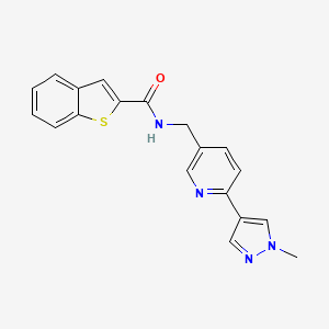 molecular formula C19H16N4OS B2525279 N-((6-(1-methyl-1H-pyrazol-4-yl)pyridin-3-yl)methyl)benzo[b]thiophene-2-carboxamide CAS No. 2034233-10-6