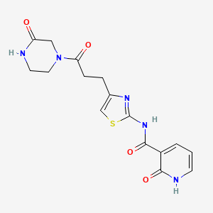 molecular formula C16H17N5O4S B2525298 2-oxo-N-(4-(3-oxo-3-(3-oxopiperazin-1-yl)propyl)thiazol-2-yl)-1,2-dihydropyridine-3-carboxamide CAS No. 1091385-33-9