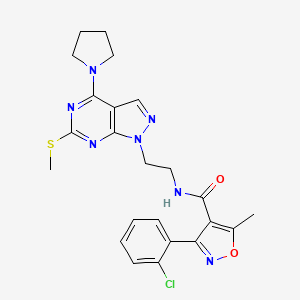 B2525303 3-(2-chlorophenyl)-5-methyl-N-(2-(6-(methylthio)-4-(pyrrolidin-1-yl)-1H-pyrazolo[3,4-d]pyrimidin-1-yl)ethyl)isoxazole-4-carboxamide CAS No. 953975-71-8