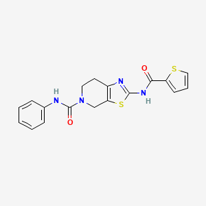 molecular formula C18H16N4O2S2 B2525308 N-phenyl-2-(thiophene-2-amido)-4H,5H,6H,7H-[1,3]thiazolo[5,4-c]pyridine-5-carboxamide CAS No. 1351640-97-5