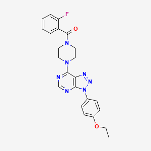 molecular formula C23H22FN7O2 B2525310 (4-(3-(4-ethoxyphenyl)-3H-[1,2,3]triazolo[4,5-d]pyrimidin-7-yl)piperazin-1-yl)(2-fluorophenyl)methanone CAS No. 920206-65-1