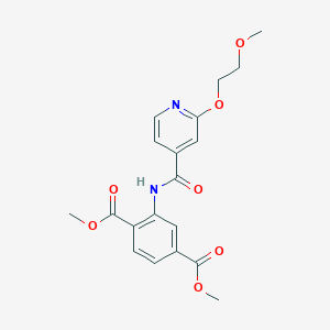 molecular formula C19H20N2O7 B2525378 Dimethyl 2-(2-(2-methoxyethoxy)isonicotinamido)terephthalate CAS No. 2034274-32-1