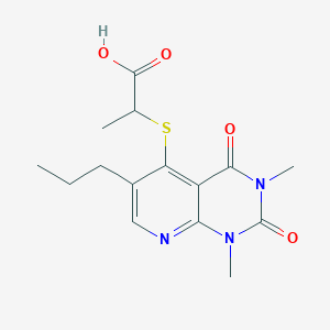 molecular formula C15H19N3O4S B2525379 2-((1,3-Dimethyl-2,4-dioxo-6-propyl-1,2,3,4-tetrahydropyrido[2,3-d]pyrimidin-5-yl)thio)propanoic acid CAS No. 900004-93-5