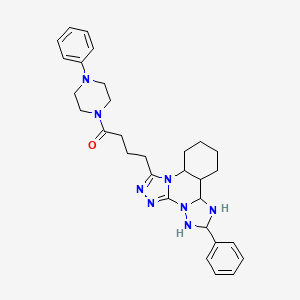 molecular formula C30H28N8O B2525387 4-(9-Phenyl-2,4,5,7,8,10-hexazatetracyclo[10.4.0.02,6.07,11]hexadeca-3,5-dien-3-yl)-1-(4-phenylpiperazin-1-yl)butan-1-one CAS No. 902290-56-6