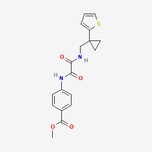 molecular formula C18H18N2O4S B2525388 methyl 4-[({[1-(thiophen-2-yl)cyclopropyl]methyl}carbamoyl)formamido]benzoate CAS No. 1207022-88-5