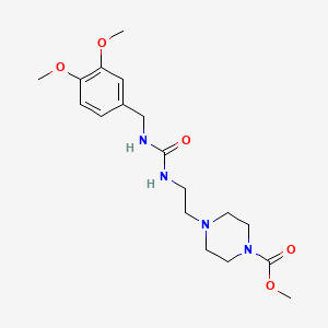 molecular formula C18H28N4O5 B2525392 Methyl 4-(2-(3-(3,4-dimethoxybenzyl)ureido)ethyl)piperazine-1-carboxylate CAS No. 1226433-83-5