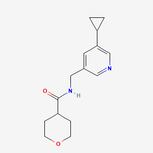 molecular formula C15H20N2O2 B2525423 N-[(5-cyclopropylpyridin-3-yl)methyl]oxane-4-carboxamide CAS No. 2034539-45-0