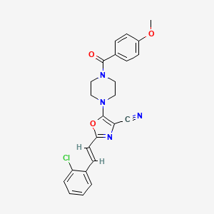molecular formula C24H21ClN4O3 B2525429 2-[(E)-2-(2-chlorophenyl)ethenyl]-5-[4-(4-methoxybenzoyl)piperazin-1-yl]-1,3-oxazole-4-carbonitrile CAS No. 941008-37-3