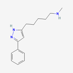 molecular formula C15H21N3 B2525443 methyl[5-(3-phenyl-1H-pyrazol-5-yl)pentyl]amine CAS No. 75876-14-1