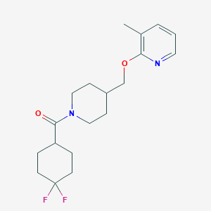 molecular formula C19H26F2N2O2 B2525450 2-{[1-(4,4-Difluorocyclohexanecarbonyl)piperidin-4-yl]methoxy}-3-methylpyridine CAS No. 2379971-24-9