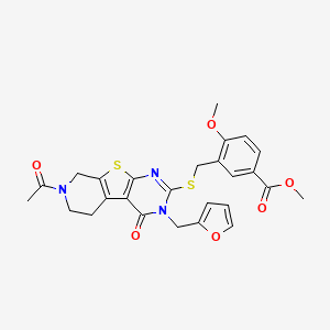Methyl 3-(((7-acetyl-3-(furan-2-ylmethyl)-4-oxo-3,4,5,6,7,8-hexahydropyrido[4',3':4,5]thieno[2,3-d]pyrimidin-2-yl)thio)methyl)-4-methoxybenzoate