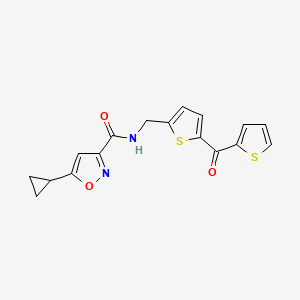 molecular formula C17H14N2O3S2 B2525479 5-cyclopropyl-N-((5-(thiophene-2-carbonyl)thiophen-2-yl)methyl)isoxazole-3-carboxamide CAS No. 1421513-55-4