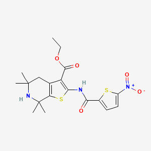 Ethyl 5,5,7,7-tetramethyl-2-(5-nitrothiophene-2-carboxamido)-4,5,6,7-tetrahydrothieno[2,3-c]pyridine-3-carboxylate