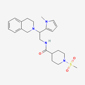 molecular formula C23H32N4O3S B2525513 1-methanesulfonyl-N-[2-(1-methyl-1H-pyrrol-2-yl)-2-(1,2,3,4-tetrahydroisoquinolin-2-yl)ethyl]piperidine-4-carboxamide CAS No. 1049406-70-3