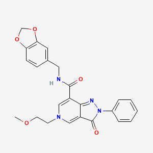 N-(benzo[d][1,3]dioxol-5-ylmethyl)-5-(2-methoxyethyl)-3-oxo-2-phenyl-3,5-dihydro-2H-pyrazolo[4,3-c]pyridine-7-carboxamide