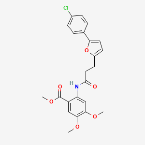 molecular formula C23H22ClNO6 B2525537 Methyl 2-{3-[5-(4-chlorophenyl)furan-2-YL]propanamido}-4,5-dimethoxybenzoate CAS No. 941948-01-2