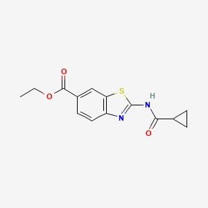 molecular formula C14H14N2O3S B2525548 ethyl 2-cyclopropaneamido-1,3-benzothiazole-6-carboxylate CAS No. 864860-66-2