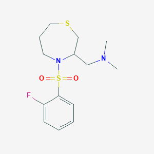 molecular formula C14H21FN2O2S2 B2525554 {[4-(2-FLUOROBENZENESULFONYL)-1,4-THIAZEPAN-3-YL]METHYL}DIMETHYLAMINE CAS No. 1428367-66-1