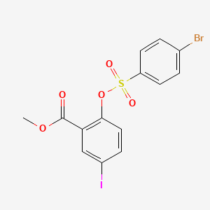 molecular formula C14H10BrIO5S B2525555 Methyl 2-(((4-bromophenyl)sulfonyl)oxy)-5-iodobenzenecarboxylate CAS No. 297150-09-5