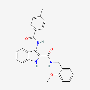 molecular formula C25H23N3O3 B2525563 N-[(2-methoxyphenyl)methyl]-3-(4-methylbenzamido)-1H-indole-2-carboxamide CAS No. 1029724-60-4
