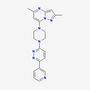 molecular formula C21H22N8 B2525574 2,5-Dimethyl-7-[4-(6-pyridin-3-ylpyridazin-3-yl)piperazin-1-yl]pyrazolo[1,5-a]pyrimidine CAS No. 2380187-84-6