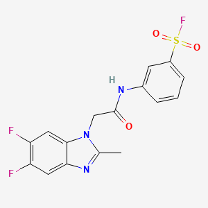 molecular formula C16H12F3N3O3S B2525577 3-[[2-(5,6-Difluoro-2-methylbenzimidazol-1-yl)acetyl]amino]benzenesulfonyl fluoride CAS No. 2249239-71-0