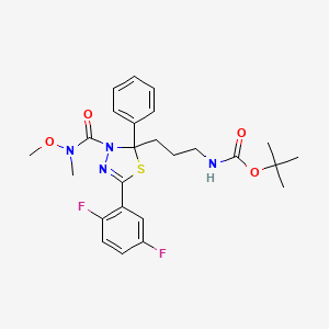 molecular formula C25H30F2N4O4S B2525578 tert-Butyl (3-(5-(2,5-difluorophenyl)-3-(methoxy(methyl)carbamoyl)-2-phenyl-2,3-dihydro-1,3,4-thiadiazol-2-yl)propyl)carbamate CAS No. 1079843-60-9