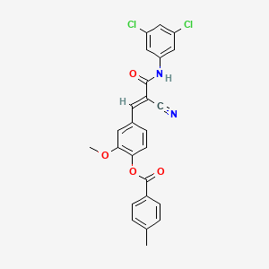 molecular formula C25H18Cl2N2O4 B2525581 4-[(E)-2-CYANO-3-(3,5-DICHLOROANILINO)-3-OXO-1-PROPENYL]-2-METHOXYPHENYL 4-METHYLBENZOATE CAS No. 380476-35-7