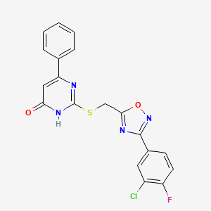 2-({[3-(3-Chloro-4-fluorophenyl)-1,2,4-oxadiazol-5-yl]methyl}sulfanyl)-6-phenyl-4-pyrimidinol