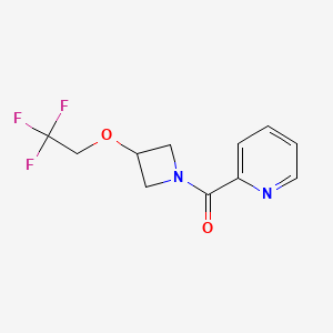 molecular formula C11H11F3N2O2 B2525592 Pyridin-2-yl(3-(2,2,2-trifluoroethoxy)azetidin-1-yl)methanone CAS No. 2034249-76-6