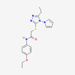 molecular formula C18H21N5O2S B2525608 N-(4-ethoxyphenyl)-2-{[5-ethyl-4-(1H-pyrrol-1-yl)-4H-1,2,4-triazol-3-yl]sulfanyl}acetamide CAS No. 877815-52-6