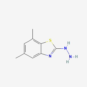 molecular formula C9H11N3S B2525627 2-Hydrazino-5,7-dimethyl-1,3-benzothiazole CAS No. 872696-08-7