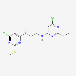 molecular formula C12H14Cl2N6S2 B2525635 N~1~,N~2~-bis[6-chloro-2-(methylsulfanyl)-4-pyrimidinyl]-1,2-ethanediamine CAS No. 478258-59-2