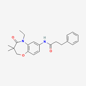 N-(5-ethyl-3,3-dimethyl-4-oxo-2,3,4,5-tetrahydrobenzo[b][1,4]oxazepin-7-yl)-3-phenylpropanamide